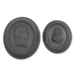 Two 19th century black basalt oval portrait plaques (2)