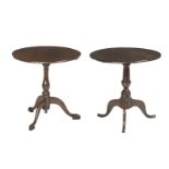 Two 18th century provincial oak tripod tables (2)