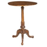 A 19th century and later figured walnut inlaid side table