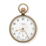 J.W. Benson: A 9k gold full hunter keyless pocket watch and albert London 1925