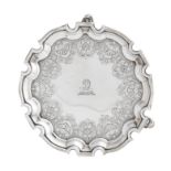 A George II silver waiter by Francis Pages, London 1734