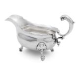 A George II silver sauce boat makers mark indistinct, London 1747