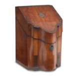 A George III satinwood and mahogany serpentine knife box