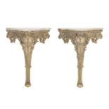 A pair of small 19th century Rococo revival painted pier tables (2)