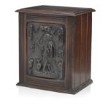 AN 18TH CENTURY AND LATER CARVED OAK CUPBOARD