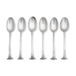 A matched set of six George III silver dessert spoons marks unclear, one by Stephen Adams, circa ...