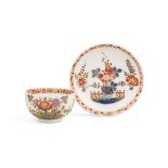 A Meissen teacup and saucer Circa 1740-50