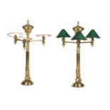 A pair of late Victorian brass gas lamps (2)
