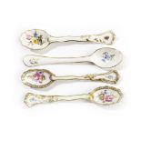 Four Meissen teaspoons