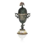 Lepine du Roy: An 18th century enamel and moss agate urn timpiece circa 1795