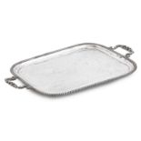 A large early 20th century twin-handled silver tray by Barker Bros., Chester 1912