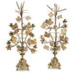 A pair of 19th century brass and gilded metal candelabra (2)