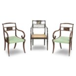A pair of Regency mahogany armchairs (3)