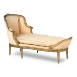 A Louis XVI style carved giltwood chaise longue, early 20th century