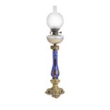 A Bohemian glass and gilt metal mounted oil lamp Late 19th Century