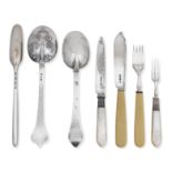 A collection of antique silver flatware various makers and dates