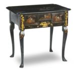 An 18th century black lacquered lowboy