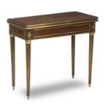A 19th century French mahogany brass inlaid card table