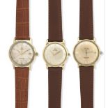 Omega: Three gold plated wristwatches