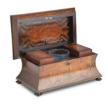 A 19th century rosewood & marquetry burr walnut inlaid tea caddy