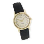 Longines: A gold plated and steel automatic calendar wristwatch Conquest,