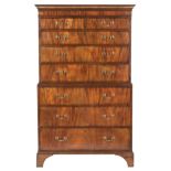 A figured mahogany George III chest on chest