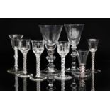 Eight various wine glasses and goblets 18th Century and later