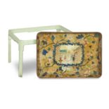 A Regency papier mache tea tray and later stand