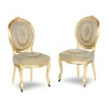 A set of six early 20th century giltwood and tapestry upholstered needlework parlour chairs (6)