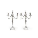 A pair of Victorian silver four-light candelabra Joseph & Horace Savory, London 1885