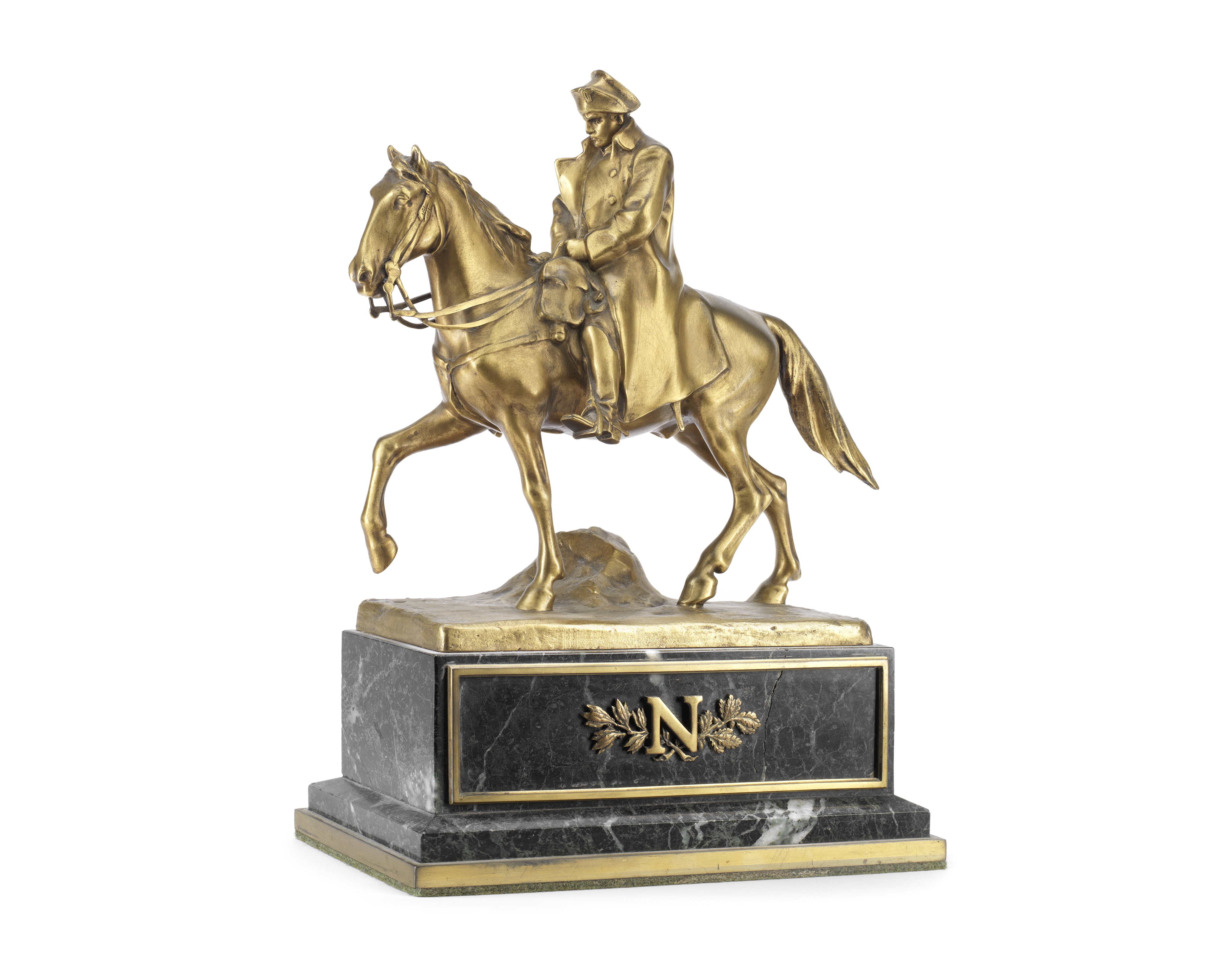 Hans Muller (Austrian, 1873-1937): A gilt bronze equestrian model of Napoleon