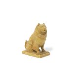 Georges Gardet (French, 1863-1939): A carved Sienna marble model of a Chow Dog