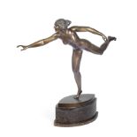 A Large patinated bronze figure of a nude female dancer Cast from a model by Jaeger for the K. Vr...