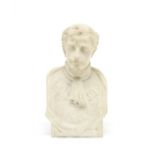 A late 19th century French carved white marble portrait bust of Napoleon depicted as an Emperor