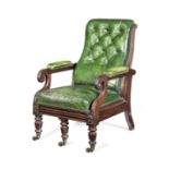 A George IV mahogany reclining armchair in the manner of Gillows