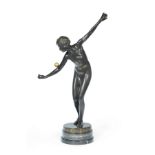 A large patinated bronze figure of a nude female unsigned, circa 1910