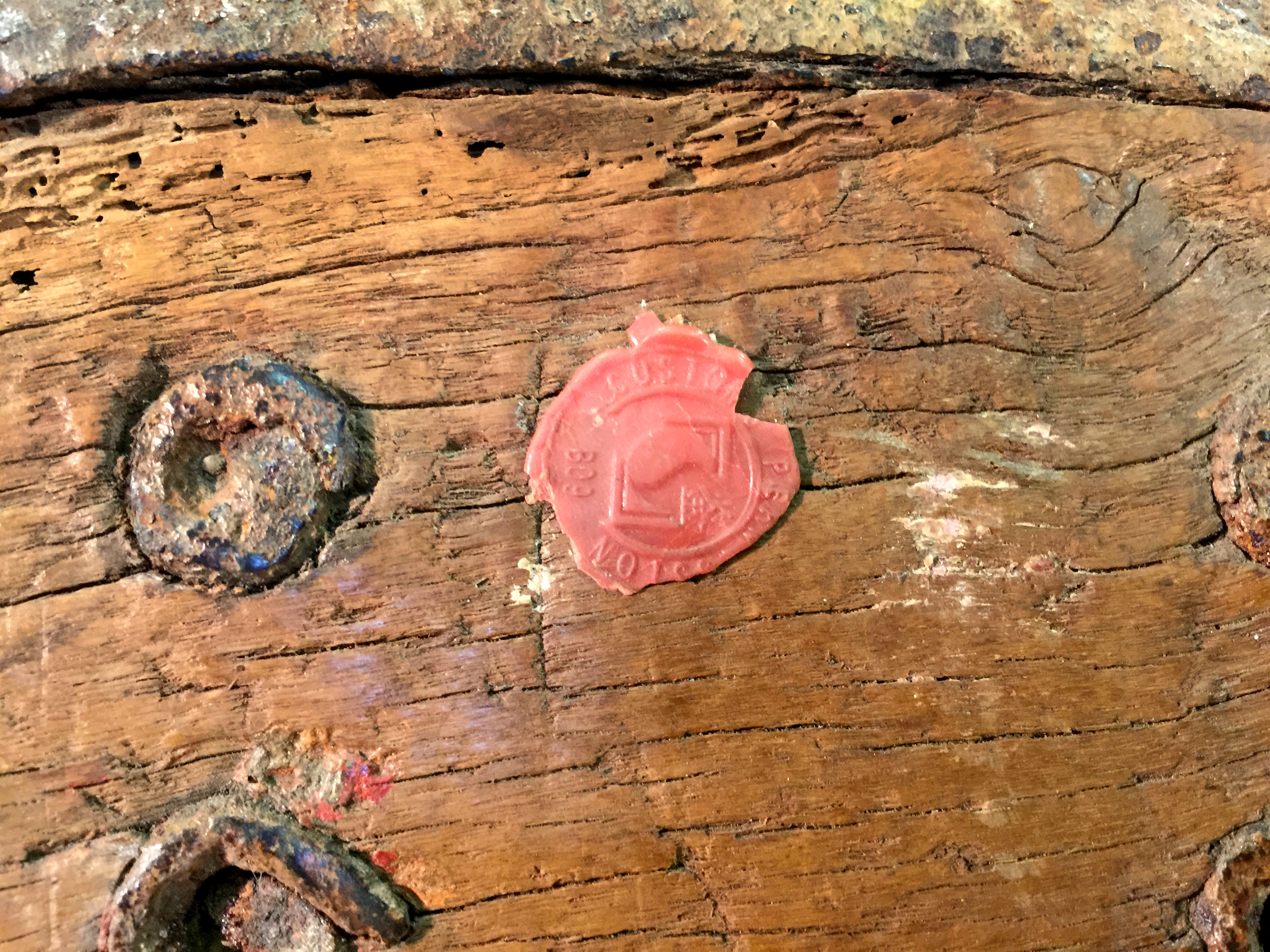 A Chinese carved and turned hardwood and iron bound ceremonial carriage wheel - Image 2 of 2