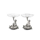 Two French silver-plated tazzas Christofle, one stamped '456913' and 'D' to one foot, the other '...