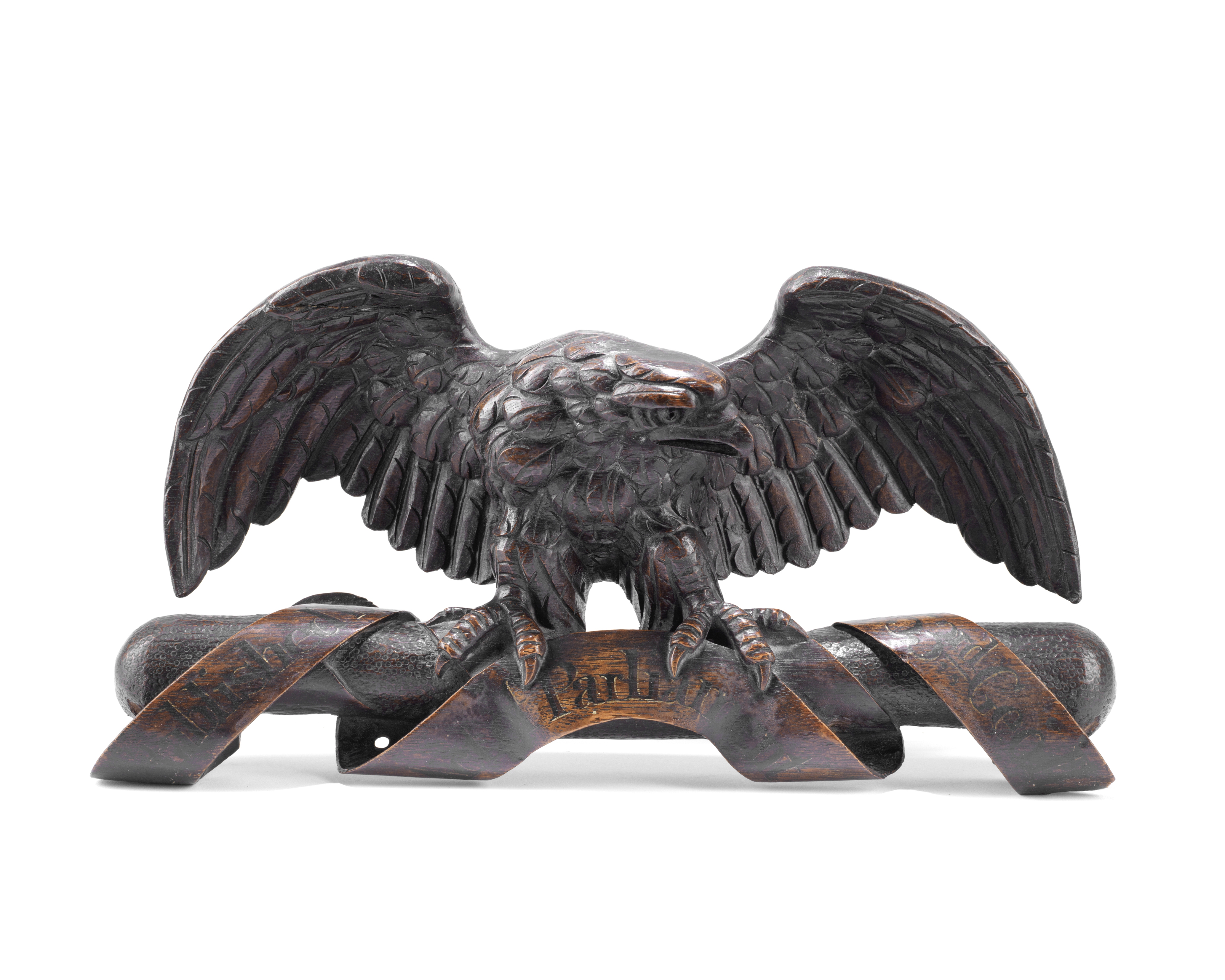 A carved and painted oak 'Eagle Insurance' cresting probably early 19th century