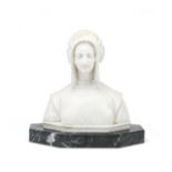 An early 20th century Florentine carved alabaster portrait bust of Dante's Beatrice retailed by t...