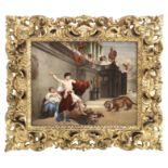 A late 19th century Berlin KPM porcelain plaque depicting a Roman circus signed K.Koch