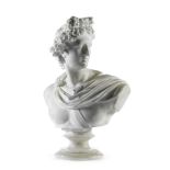 A late 19th/early 20th century Italian carved white marble bust of the Apollo Belvedere after the...