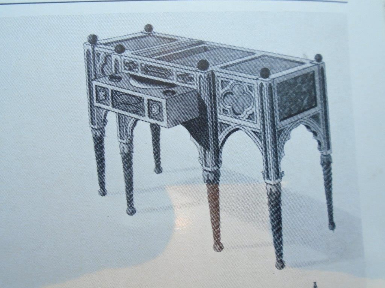 A Regency gothic revival oak breakfront dressing table after a design by George Smith - Image 3 of 3