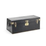 An early 20th century Louis Vuitton brass mounted black leather motoring trunk
