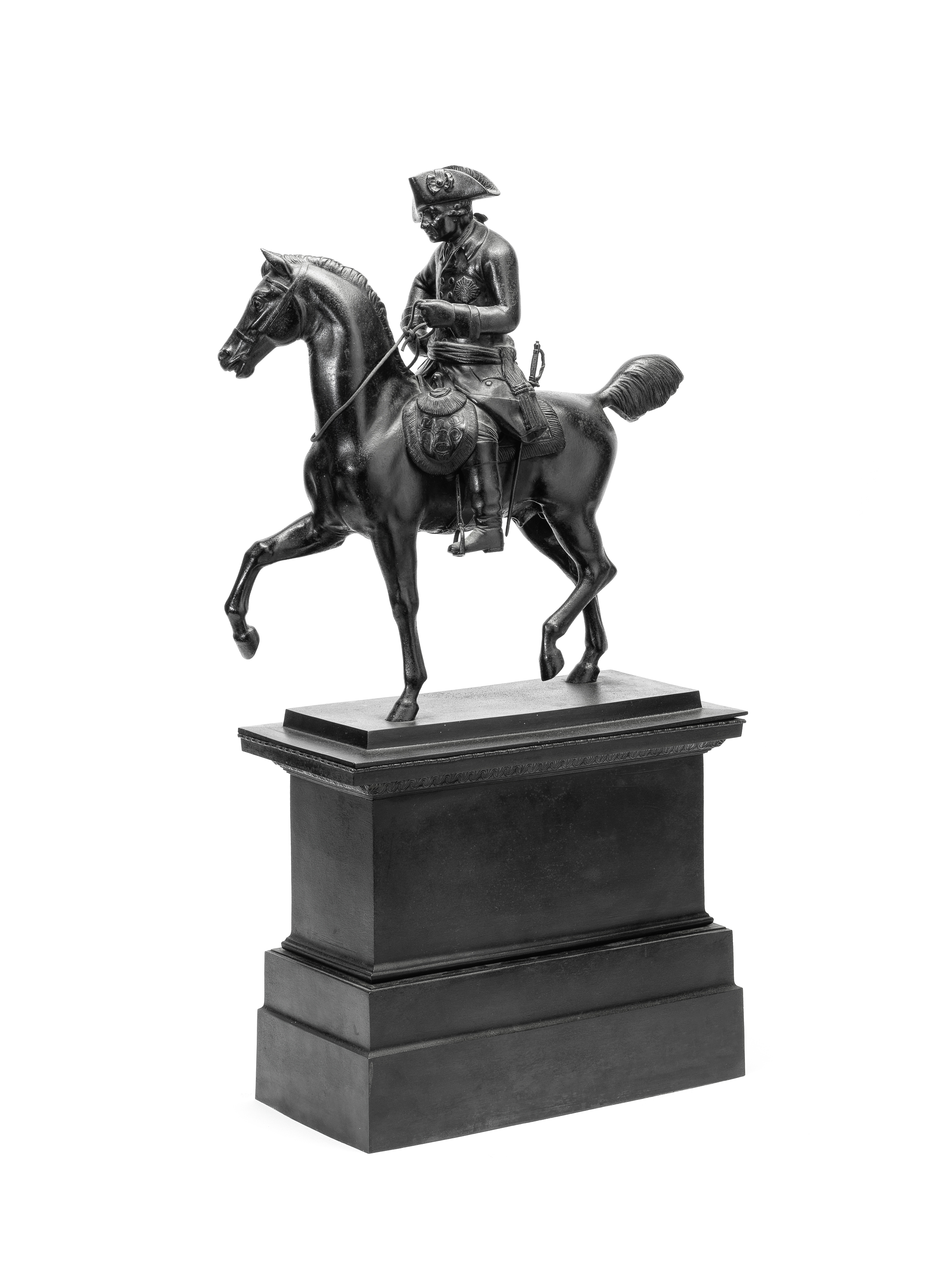 A 19th century patinated iron equestrian figure of Frederick the Great probably German