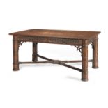 A Louis Philippe gothic revival oak and bronze alloy mounted library centre table