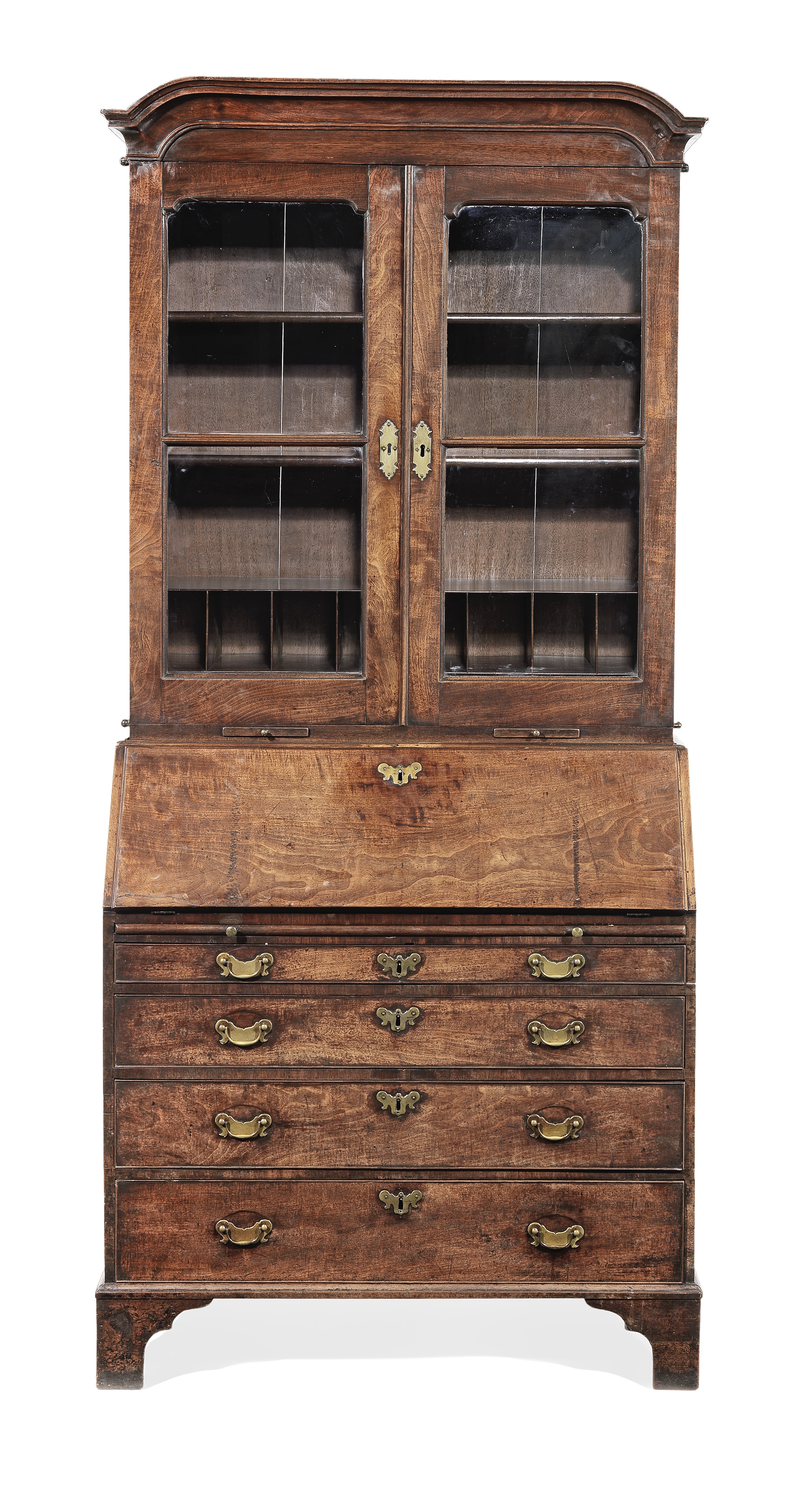 A George II mahogany bureau bookcase