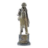 A late 19th/early 20th century patinated bronze figure of Beethoven probably German or Austrian