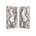 Two similar 1970's silvered metal wall appliques (2)