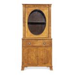 A George III satinwood, rosewood crossbanded and purple wood secretaire display cabinet